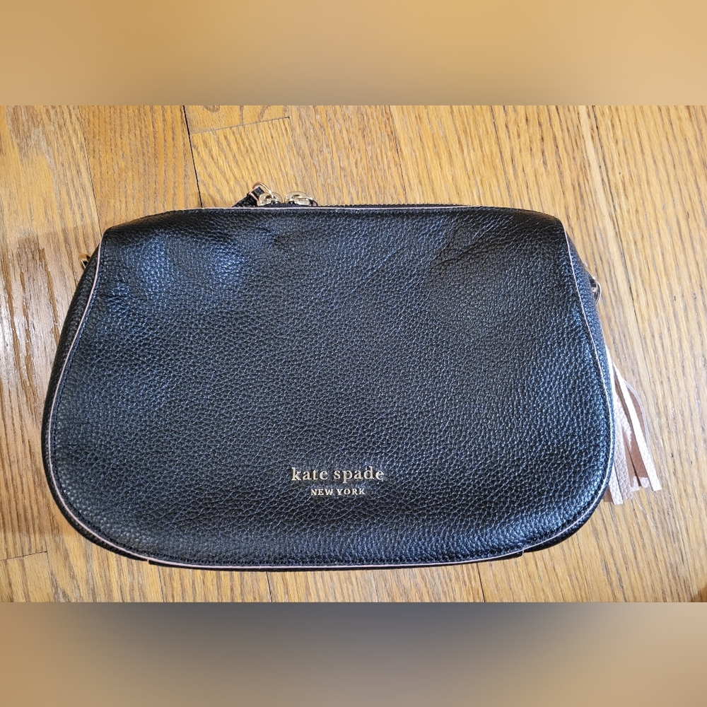 Kate Spade Black Leather Makeup Pouch/clutch